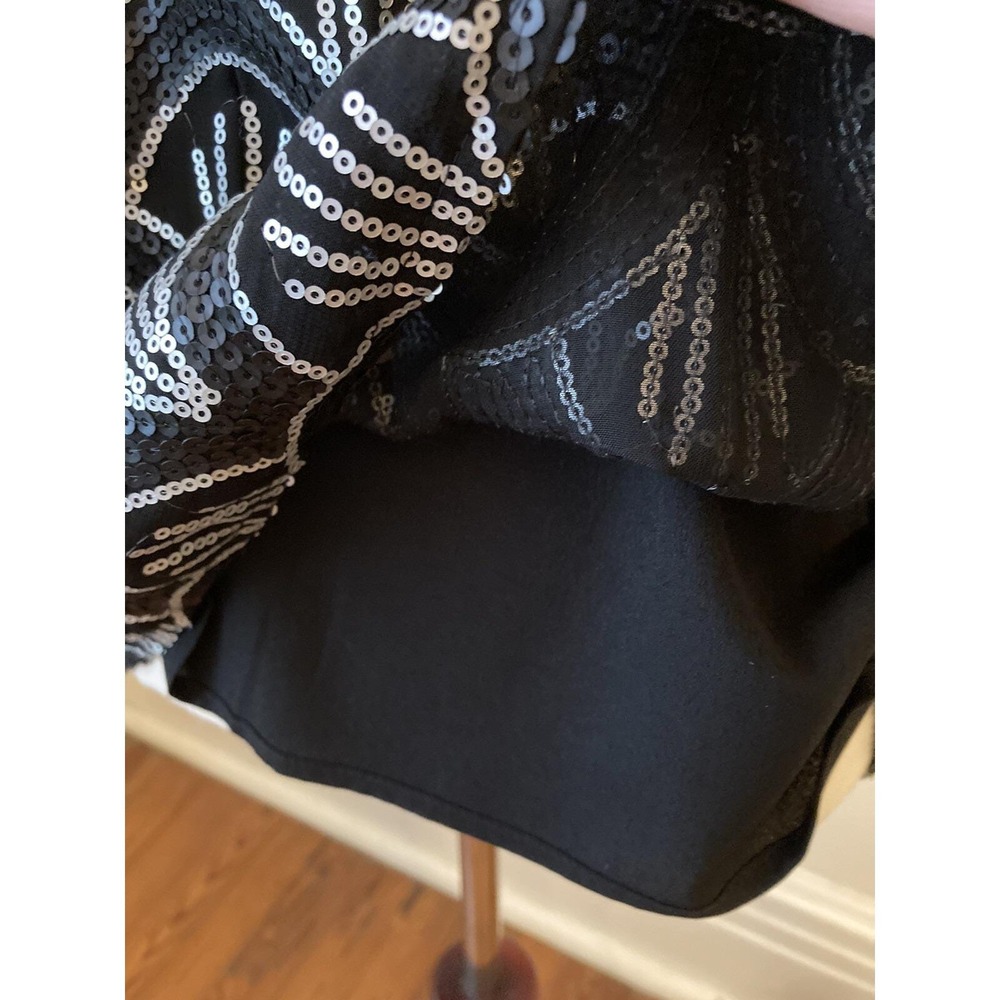 Y2k Vtg Cremieux shirt Black White Sequin Sz M Whimsigoth Grannycore - Picture 7 of 13